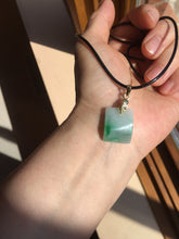 Load image into Gallery viewer, 100% Natural type A icy watery sunny green/purple Jadeite Jade safe and sound pendant AX145
