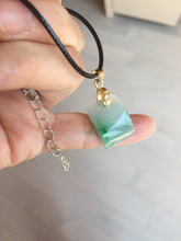 Load image into Gallery viewer, 100% Natural type A icy watery sunny green/purple Jadeite Jade safe and sound pendant AX145
