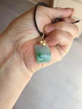 Load image into Gallery viewer, 100% Natural type A icy watery sunny green/purple Jadeite Jade safe and sound pendant AX145
