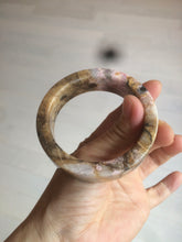 Load image into Gallery viewer, 54.9mm 100% natural pink/black time series(时光系列) rose stone (Rhodonite)square bangle XY83
