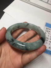 Load image into Gallery viewer, 56.5mm Certified Type A 100% Natural icy watery light green dark green chubby Jadeite Jade bangle BP36-8907
