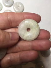 Load image into Gallery viewer, 24-25mm Type A 100% Natural dark green/white Jadeite Jade Safety Guardian Button donut Pendant group AK40-1 (Add-on items)
