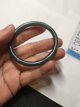 Load image into Gallery viewer, 50.5mm Certified Type A 100% Natural dark green/blue/gray Guatemala slim round cut oval Jadeite bangle BP195-2469
