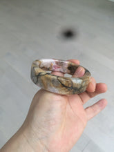 Load image into Gallery viewer, 54.9mm 100% natural pink/black time series(时光系列) rose stone (Rhodonite)square bangle XY83
