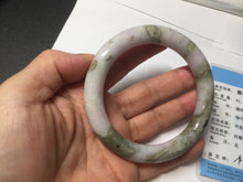 Load image into Gallery viewer, 58.5mm Certified Type A 100% Natural light green/sunny green/brown/black/purple(Rocky Mountain Dusk) chubby round cut Jadeite bangle PD87-1090
