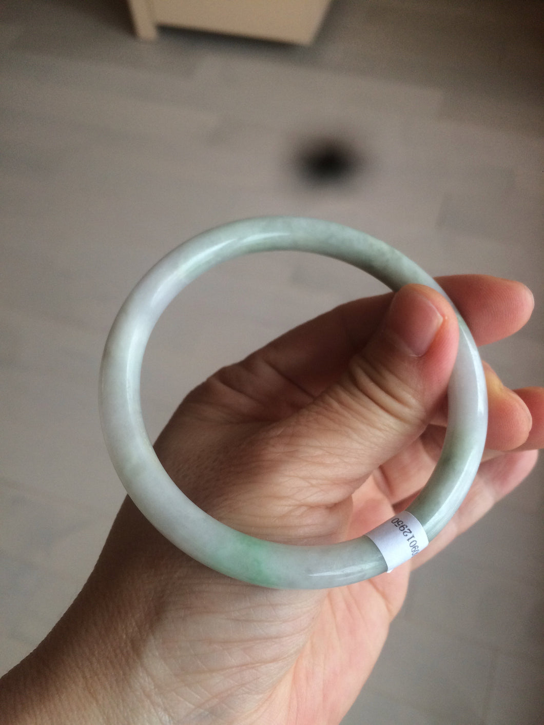 58.2mm certificated Type A 100% Natural light green/purple slim round cut Jadeite Jade bangle BG54-2950