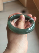 Load image into Gallery viewer, 57.5mm certified type A 100% Natural icy watery dark green/black Jadeite jade bangle AM71-1090
