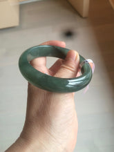 Load image into Gallery viewer, 57.5mm certified type A 100% Natural icy watery dark green/black Jadeite jade bangle AM71-1090
