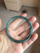 Load image into Gallery viewer, 53mm Certified Type A 100% Natural deep sea green/gray/black slim round cut Guatemala Jadeite bangle AT116-4458
