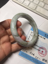 Load image into Gallery viewer, 58.5mm Certified Type A 100% Natural light green/sunny green/brown/black/purple(Rocky Mountain Dusk) chubby Jadeite bangle PD89-1092
