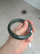 Load image into Gallery viewer, 57.5mm certified type A 100% Natural icy watery dark green/black Jadeite jade bangle AM71-1090
