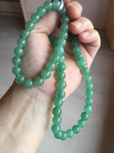 Load image into Gallery viewer, 8-8.4mm Certified 100% natural green Quartzite (DuLong jade) Bracelet Necklace set CB19 Not jadeite jade! Please read the whole description
