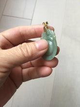 Load image into Gallery viewer, 100% Natural type A icy oily dark green Jadeite Jade seashell (福贝)  pendant F146
