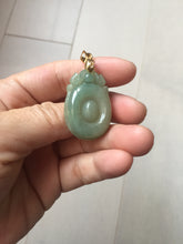 Load image into Gallery viewer, 100% Natural type A icy oily dark green Jadeite Jade seashell (福贝)  pendant F146
