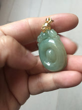 Load image into Gallery viewer, 100% Natural type A icy oily dark green Jadeite Jade seashell (福贝)  pendant F146
