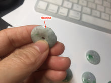 Load image into Gallery viewer, 19.3-22.4mm Type A 100% Natural sunny green/purple/gray Jadeite Jade Safety Guardian Button donuts Pendant group BL147
