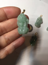 Load image into Gallery viewer, 100% natural type A sunny green jadeite jade 3D PiXiu (貔貅) pendant group AX150
