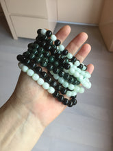 Load image into Gallery viewer, 7.6-8mm 100% natural white/black/blue/green/brown(Wuji, Mocui) jadeite jade beads bracelet BP148
