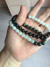 Load image into Gallery viewer, 7.6-8mm 100% natural white/black/blue/green/brown(Wuji, Mocui) jadeite jade beads bracelet BP148
