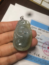 Load image into Gallery viewer, 100% Natural type A dark green/gray/blue with flying flowers Jade RuYi(如意) pendant B205-2631
