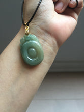 Load image into Gallery viewer, 100% Natural type A icy oily dark green Jadeite Jade seashell (福贝)  pendant F146
