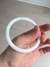 Load image into Gallery viewer, 60mm certified 100% natural sunny green white slim round cut jadeite jade bangle BL89-4663
