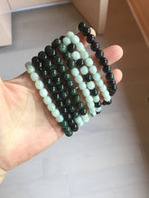 Load image into Gallery viewer, 7.6-8mm 100% natural white/black/blue/green/brown(Wuji, Mocui) jadeite jade beads bracelet BP148
