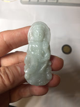 Load image into Gallery viewer, 100% natural white grade A light green white jadeite jade Guanyin pendants AU20-2
