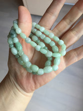 Load image into Gallery viewer, 100% natural type A icy watery light green olive shape(LU LU TONG) beads jadeite jade bracelet group BP147
