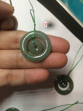 Load image into Gallery viewer, 24-25mm Type A 100% Natural icy watery green Jadeite Jade concentric circle safety Guardian ring Pendant (子母扣,同心环) F127
