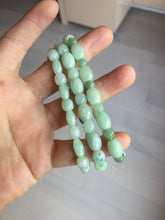 Load image into Gallery viewer, 100% natural type A icy watery light green olive shape(LU LU TONG) beads jadeite jade bracelet group BP147
