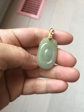 Load image into Gallery viewer, 100% Natural type A icy oily light green gray Jadeite Jade seashell (福贝)  pendant F147
