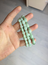 Load image into Gallery viewer, 100% natural type A icy watery light green olive shape(LU LU TONG) beads jadeite jade bracelet group BP147
