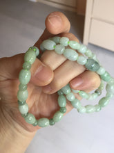 Load image into Gallery viewer, 100% natural type A icy watery light green olive shape(LU LU TONG) beads jadeite jade bracelet group BP147
