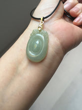 Load image into Gallery viewer, 100% Natural type A icy oily light green gray Jadeite Jade seashell (福贝)  pendant F147
