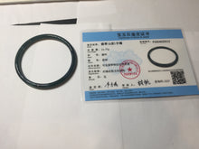 Load image into Gallery viewer, 58.3mm Certified Type A 100% Natural dark green/blue/gray Guatemala slim round cut Jadeite bangle BP201-5512
