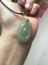 Load image into Gallery viewer, 100% Natural type A icy oily light green gray Jadeite Jade seashell (福贝)  pendant F147
