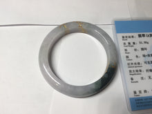 Load image into Gallery viewer, 53.6mm 100% Natural type A dark green purple white carved flowers and golden-painted Jadeite Jade bangle PD92-0263
