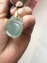 Load image into Gallery viewer, 100% Natural type A icy oily light green gray Jadeite Jade seashell (福贝)  pendant F148
