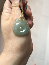 Load image into Gallery viewer, 100% Natural type A icy oily light green gray Jadeite Jade seashell (福贝)  pendant F148
