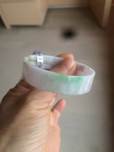 Load image into Gallery viewer, 47.5mm Certified type A 100% Natural sunny green/white/purple thin square Jadeite Jade bangle AM75-2830
