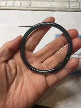 Load image into Gallery viewer, 58.3mm Certified Type A 100% Natural dark green/blue/gray Guatemala slim round cut Jadeite bangle BP201-5512
