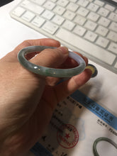 Load image into Gallery viewer, 51.5mm certified Type A 100% Natural icy watery dark green light purple gray round cut oval Jadeite Jade bangle AU21-8534
