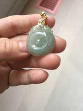 Load image into Gallery viewer, 100% Natural type A icy oily light green gray Jadeite Jade seashell (福贝)  pendant F148
