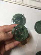 Load image into Gallery viewer, 41.2mm Type A 100% Natural icy dark green/gray Jadeite Jade safety Guardian donut Pendant PB195-3
