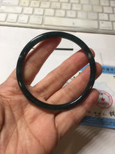 Load image into Gallery viewer, 58.3mm Certified Type A 100% Natural dark green/blue/gray Guatemala slim round cut Jadeite bangle BP202-5522
