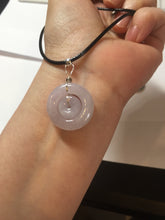 Load image into Gallery viewer, 21-22mm Type A 100% Natural light purple/oily light green/gray Jadeite Jade concentric circle safety Guardian ring Pendant (子母扣,同心环) group PB45
