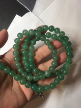 Load image into Gallery viewer, 8-8.4mm Certified 100% natural green Quartzite (DuLong jade) Bracelet Necklace set CB19 Not jadeite jade! Please read the whole description
