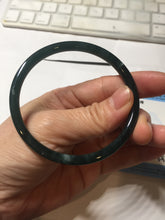 Load image into Gallery viewer, 58.3mm Certified Type A 100% Natural dark green/blue/gray Guatemala slim round cut Jadeite bangle BP202-5522
