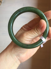 Load image into Gallery viewer, 58.8mm certified 100% Natural dark green black (碧玉) round cut nephrite Jade bangle HF122-1585

